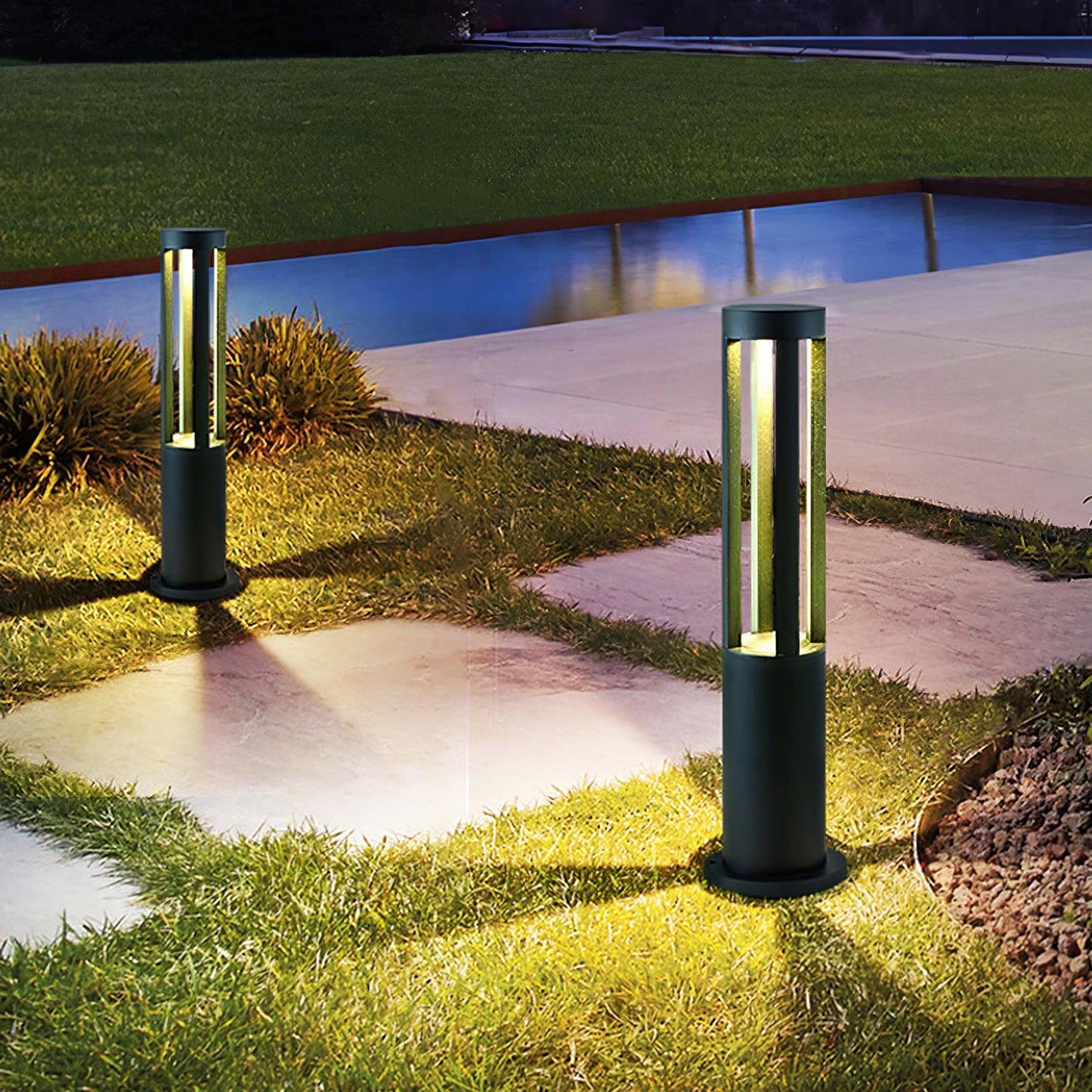 Black Cylindrical Garden Outdoor Light LED Waterproof 40cm