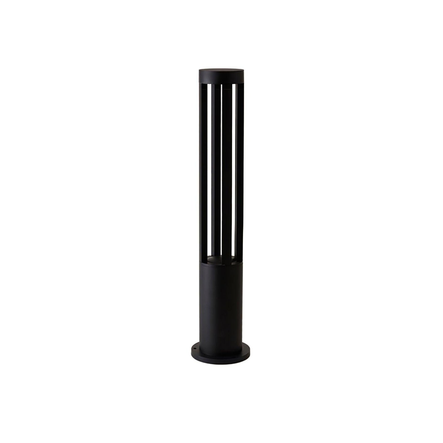 Black Cylindrical Solar Outdoor Post Light - Waterproof LED
