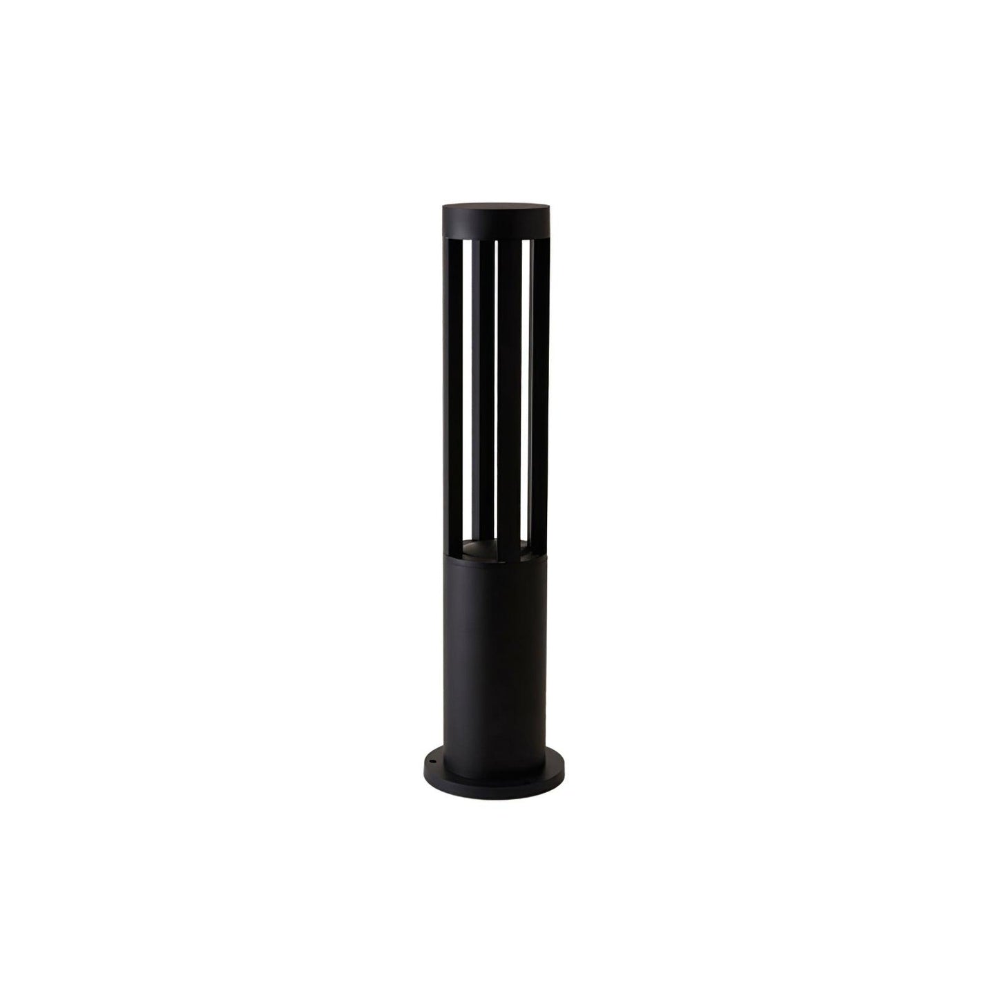 Black Cylindrical Solar Outdoor Post Light - Waterproof LED