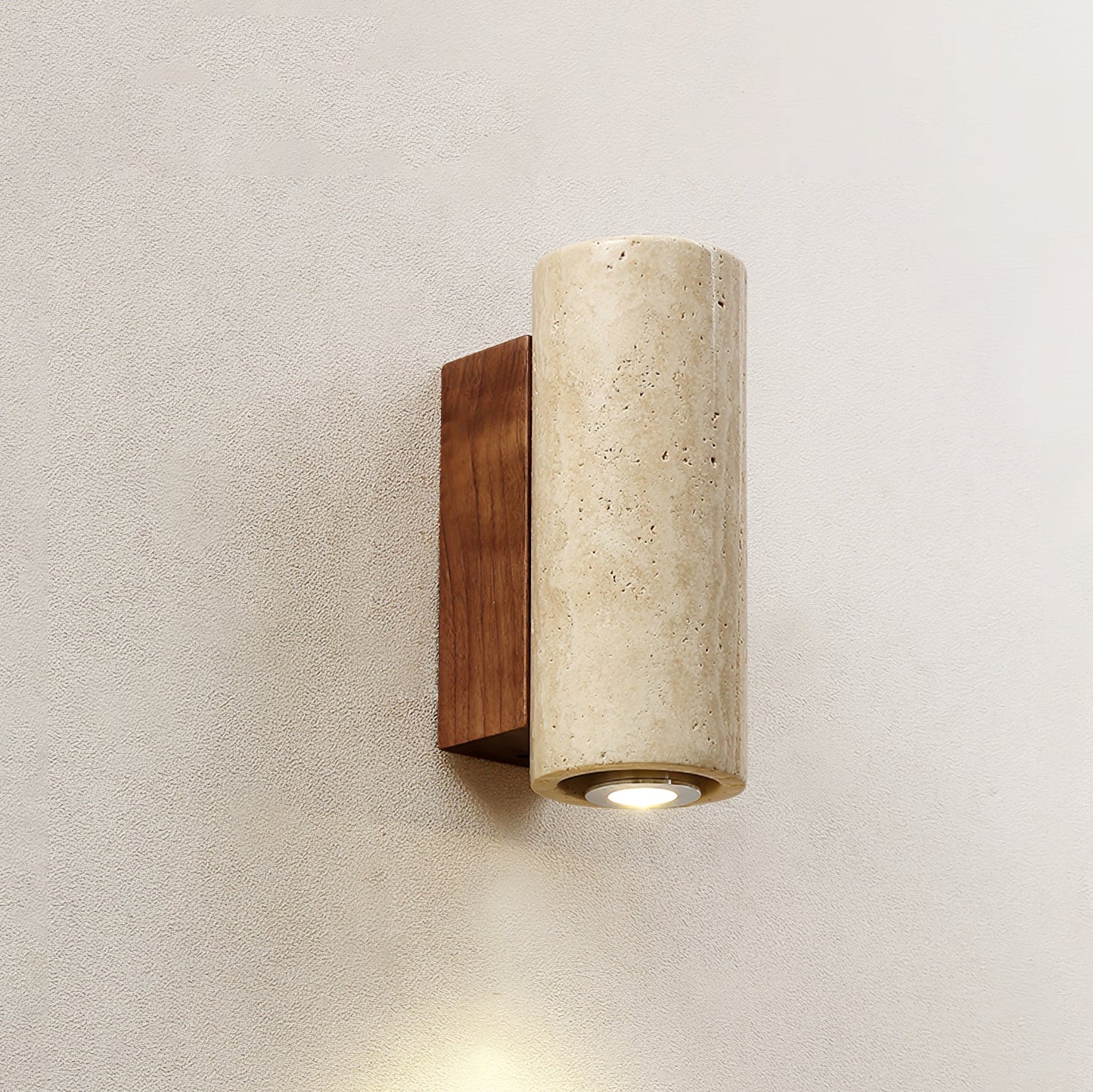 Blend Plug-in Wall Sconce with LED, Dimmable, Travertine