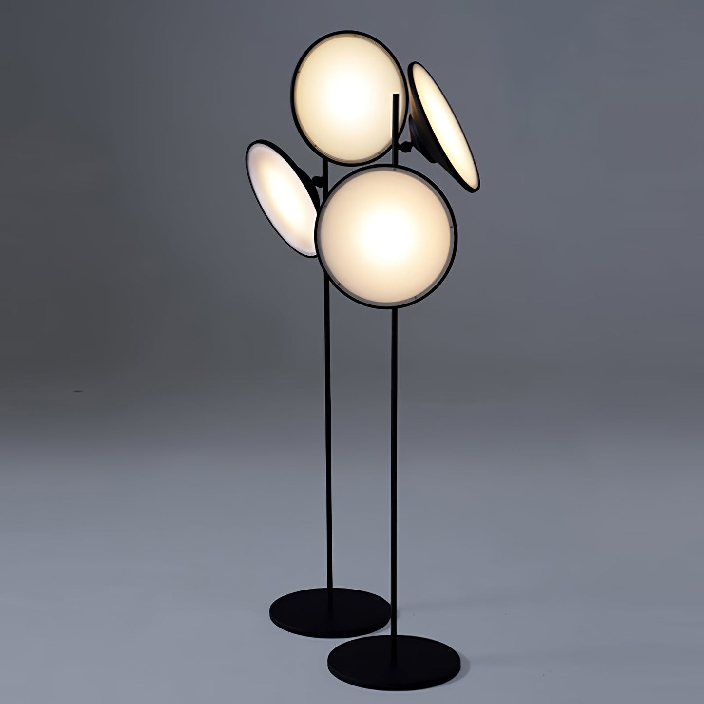 Bulat Floor Lamp with LED, Antique Black, Frosted Glass