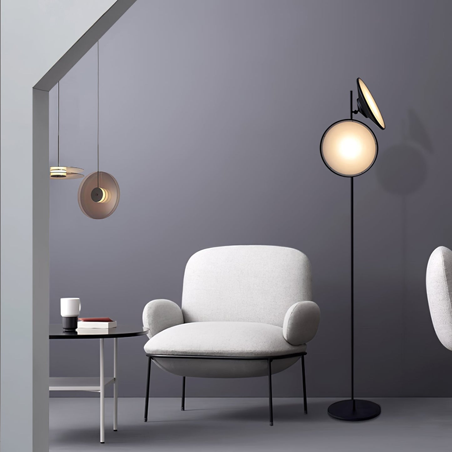 Bulat Floor Lamp with LED, Antique Black, Frosted Glass