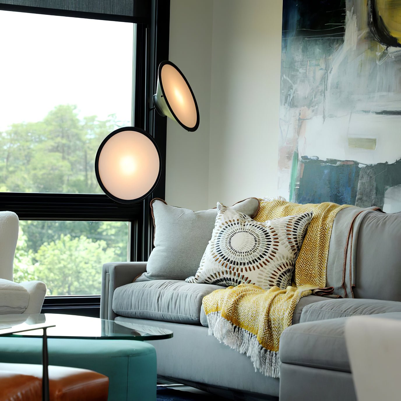 Bulat Floor Lamp with LED, Antique Black, Frosted Glass