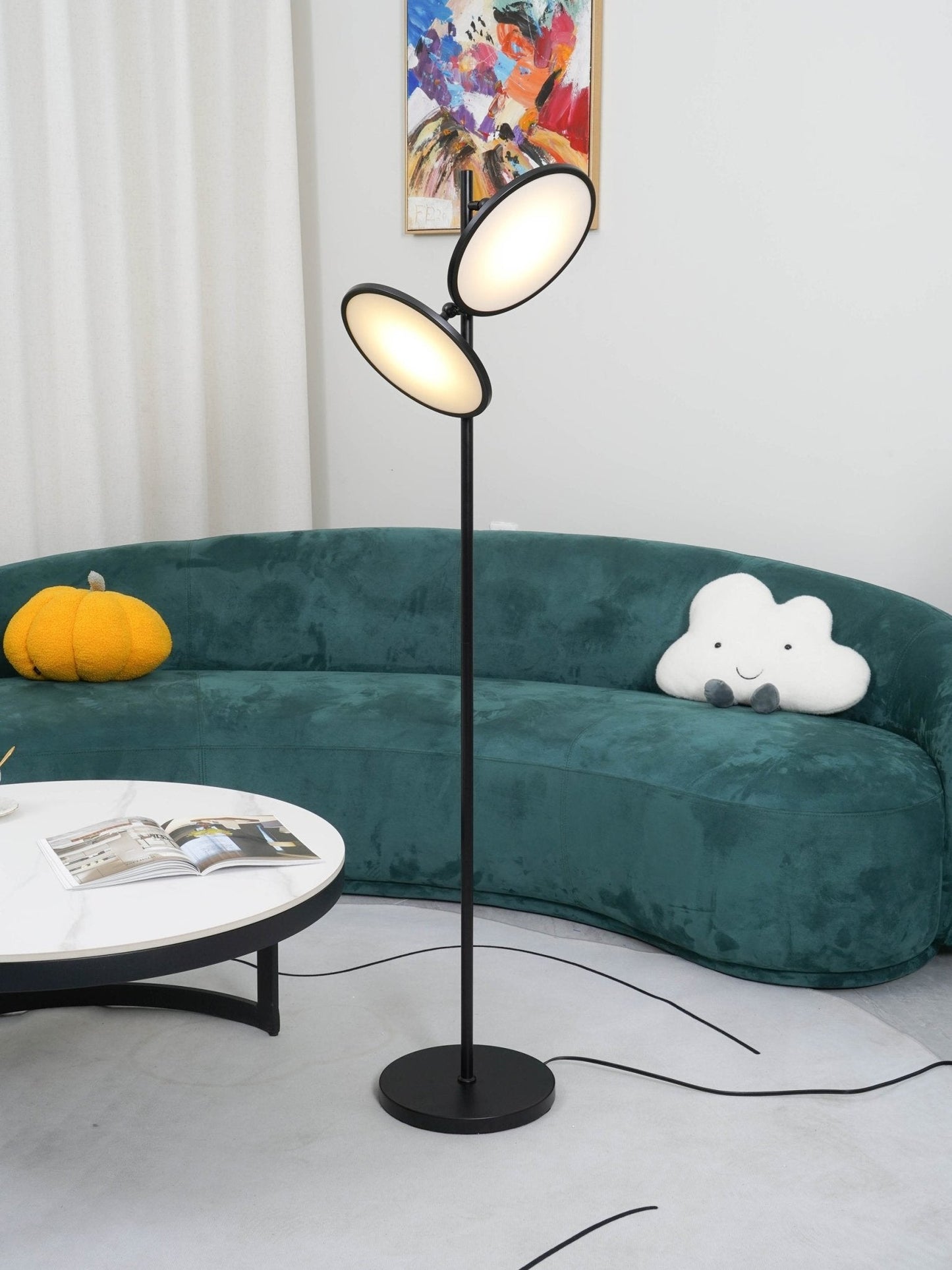 Bulat Floor Lamp with LED, Antique Black, Frosted Glass