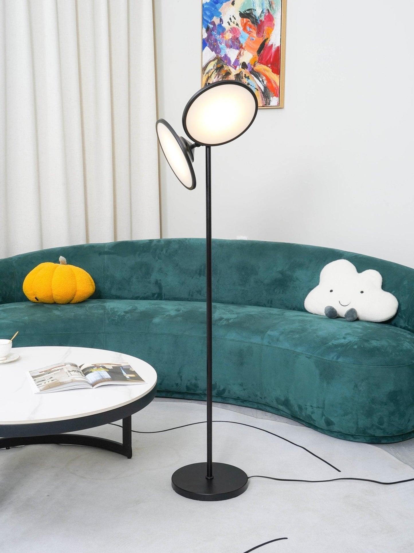 Bulat Floor Lamp with LED, Antique Black, Frosted Glass