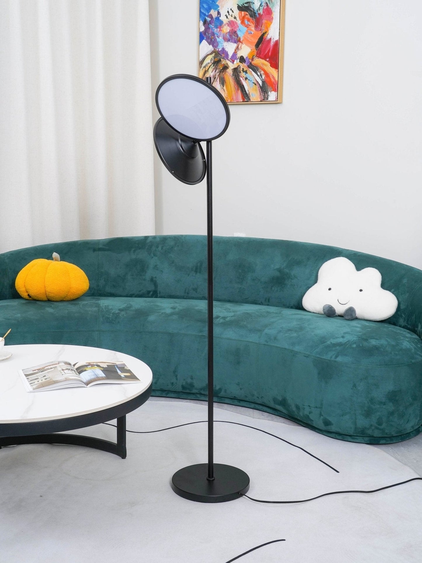 Bulat Floor Lamp with LED, Antique Black, Frosted Glass