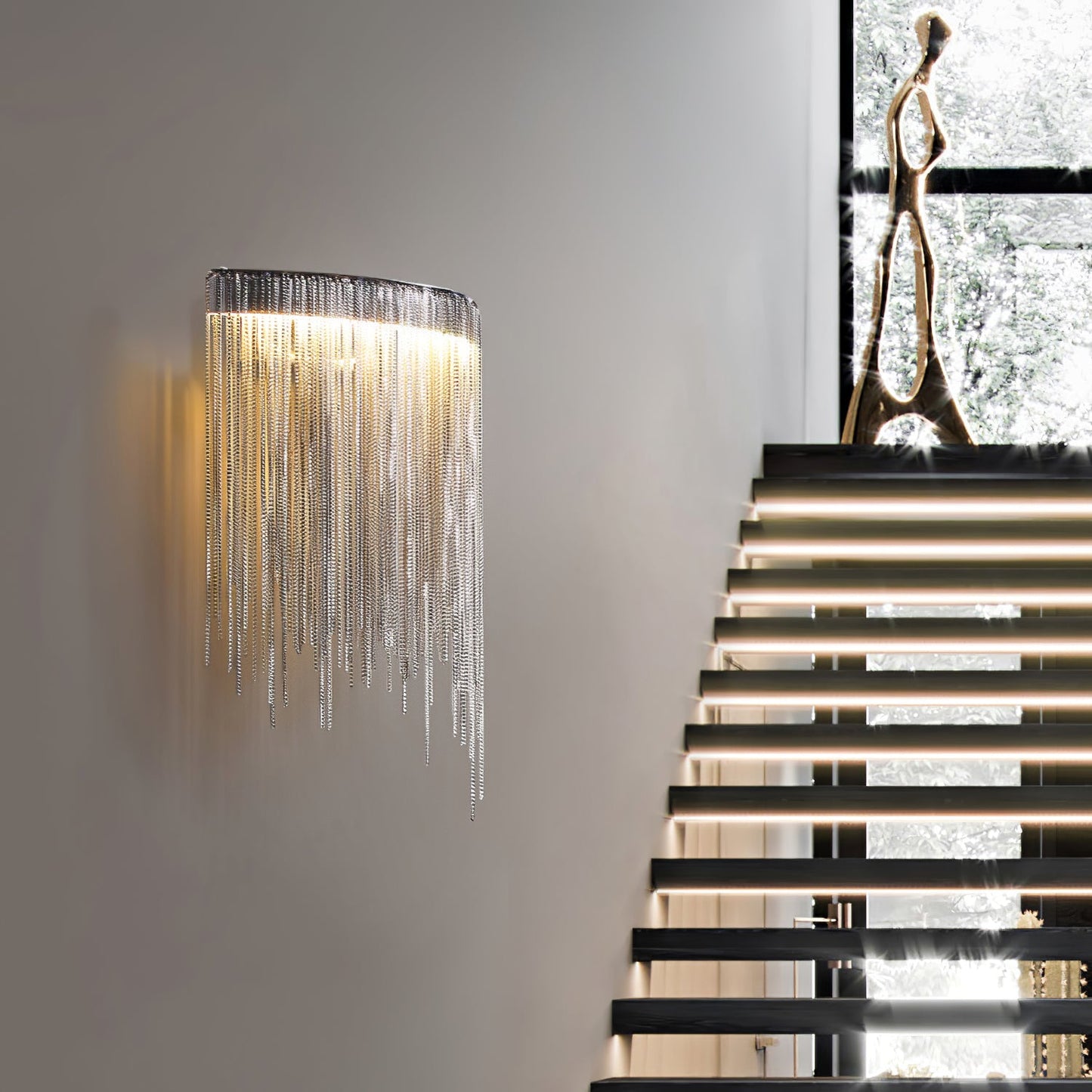 Cadena Tassel Wall Lamp with LED, Gold & Chrome Finish