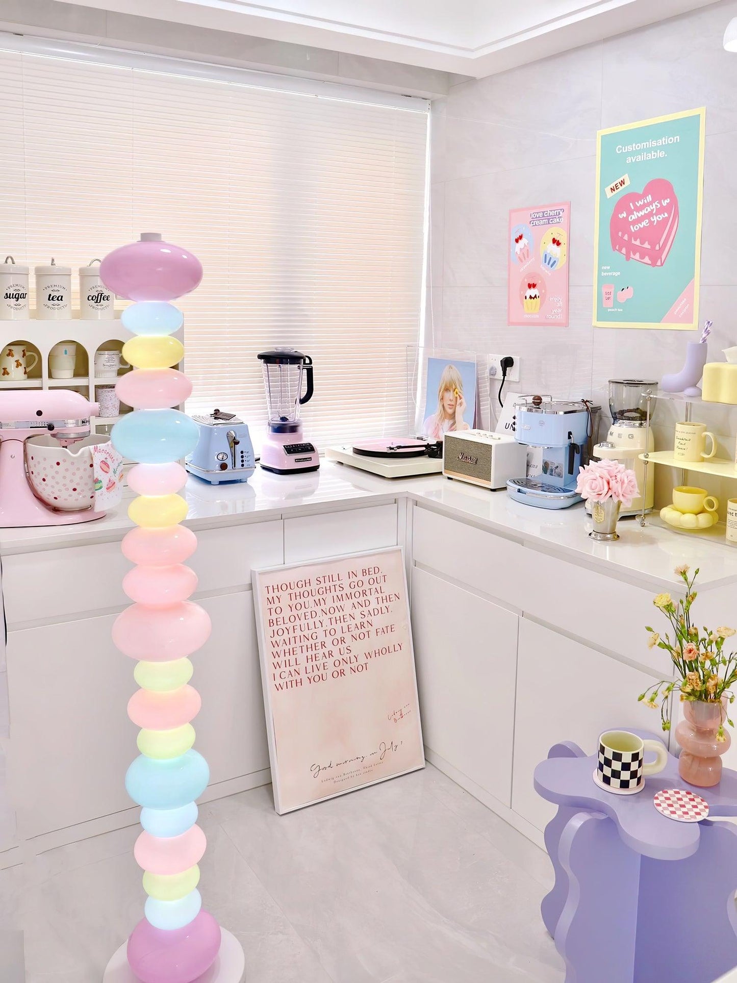 Candy Floor Lamp with Multicolor Glass and LED Light