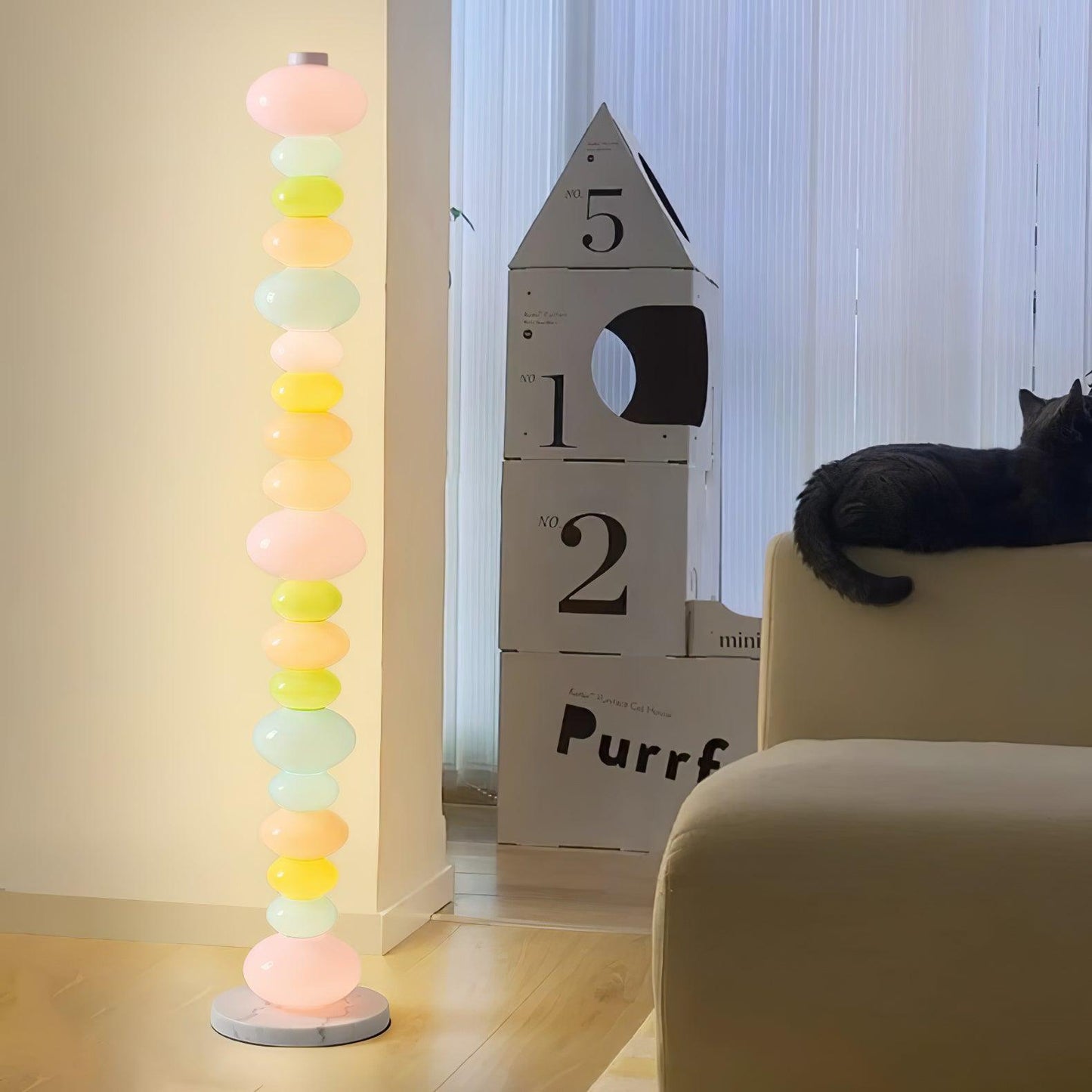 Candy Floor Lamp with Multicolor Glass and LED Light