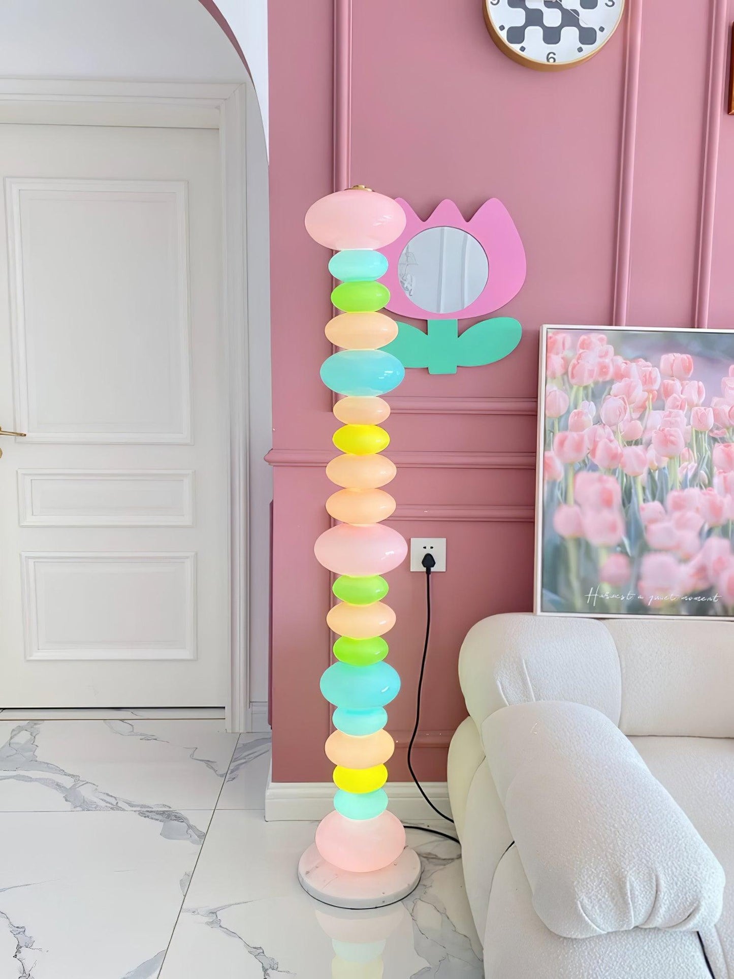 Candy Floor Lamp with Multicolor Glass and LED Light