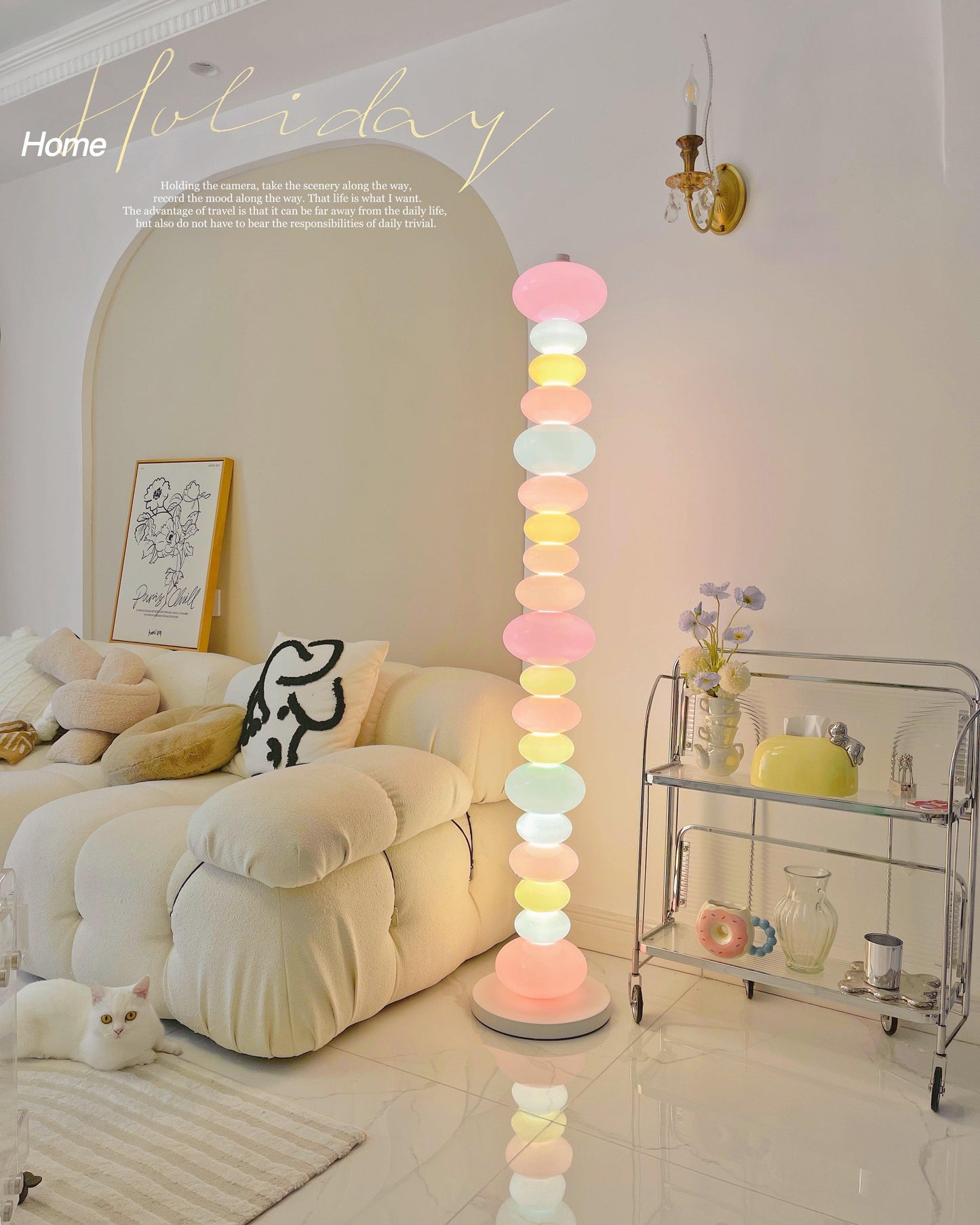 Candy Floor Lamp with Multicolor Glass and LED Light
