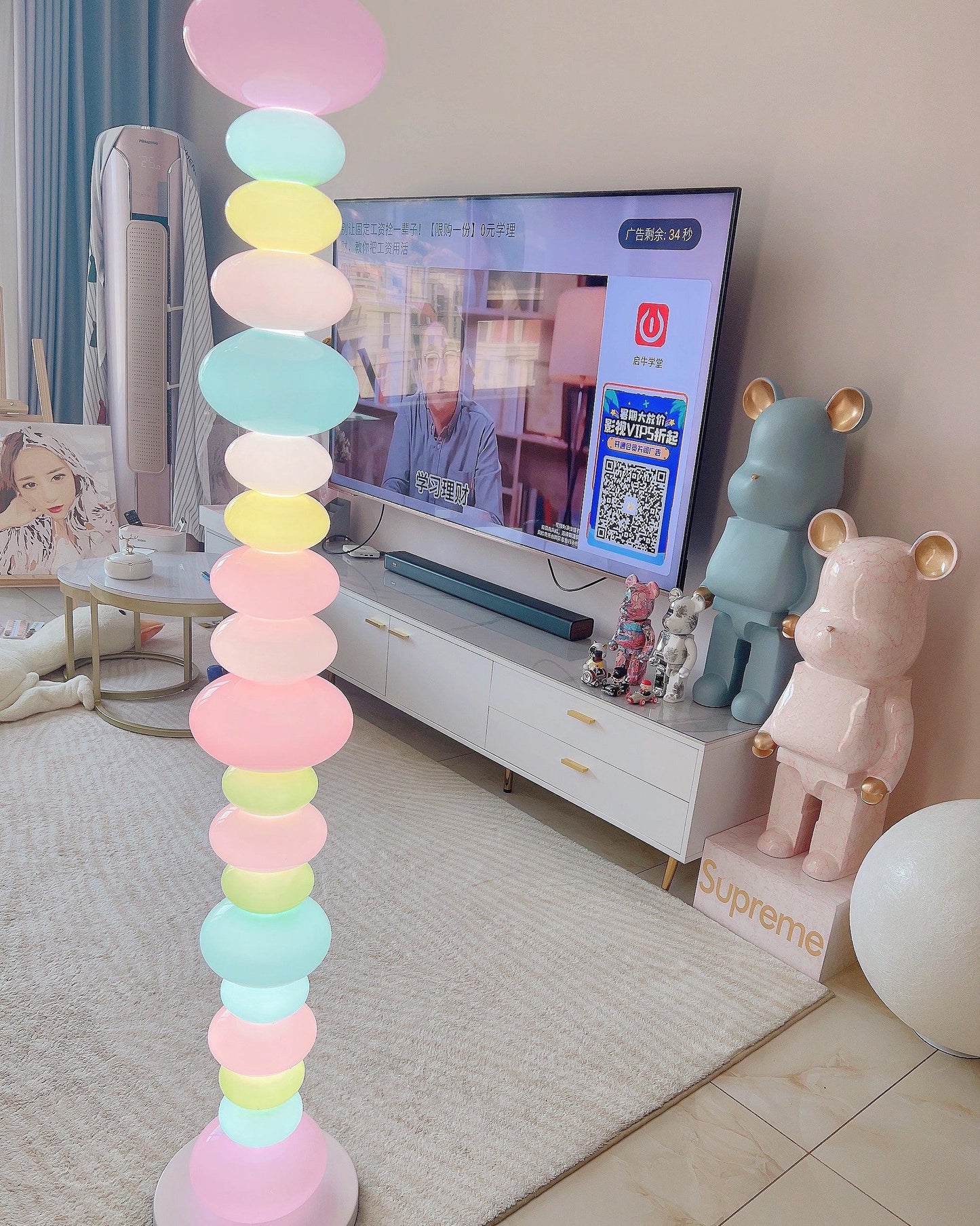 Candy Floor Lamp with Multicolor Glass and LED Light