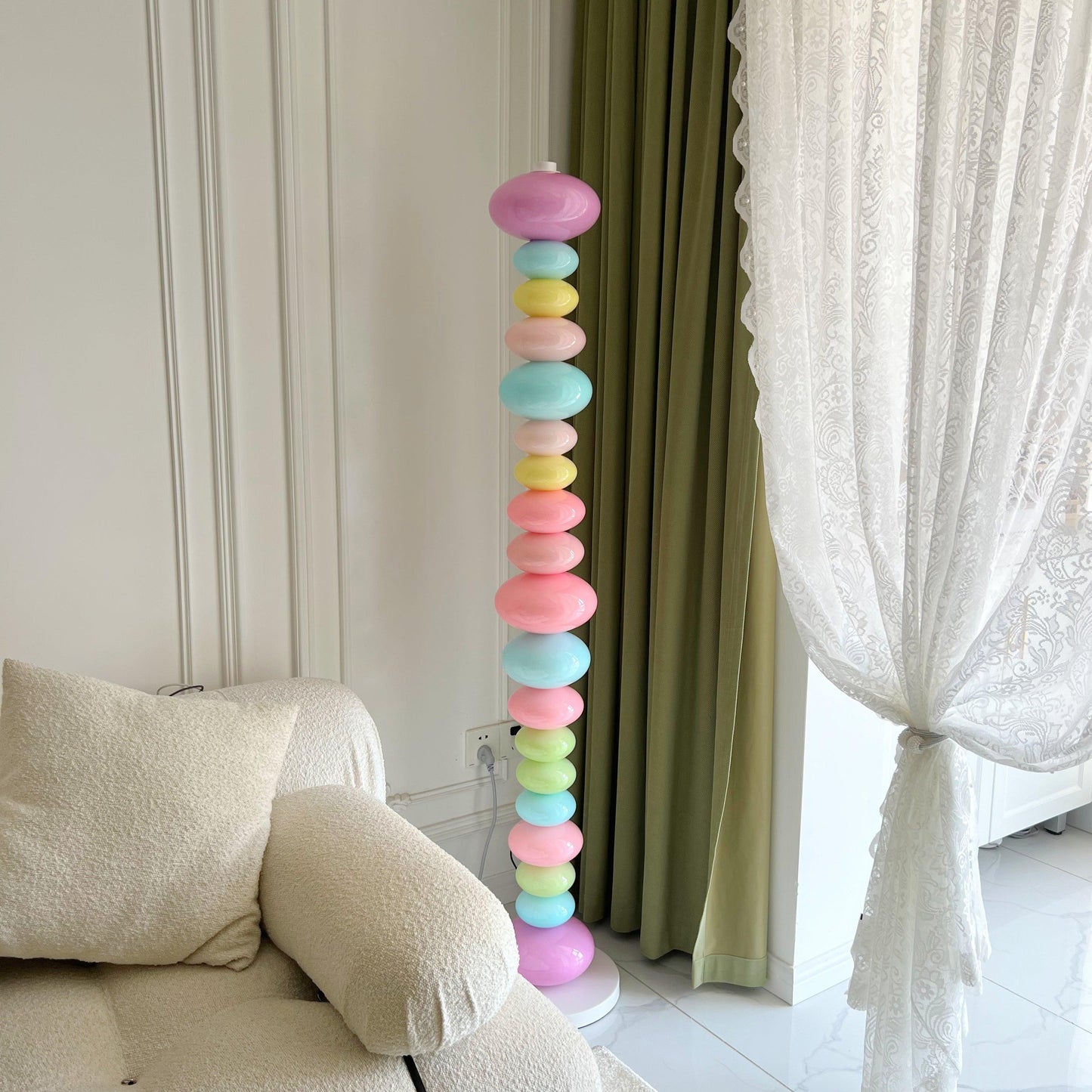 Candy Floor Lamp with Multicolor Glass and LED Light
