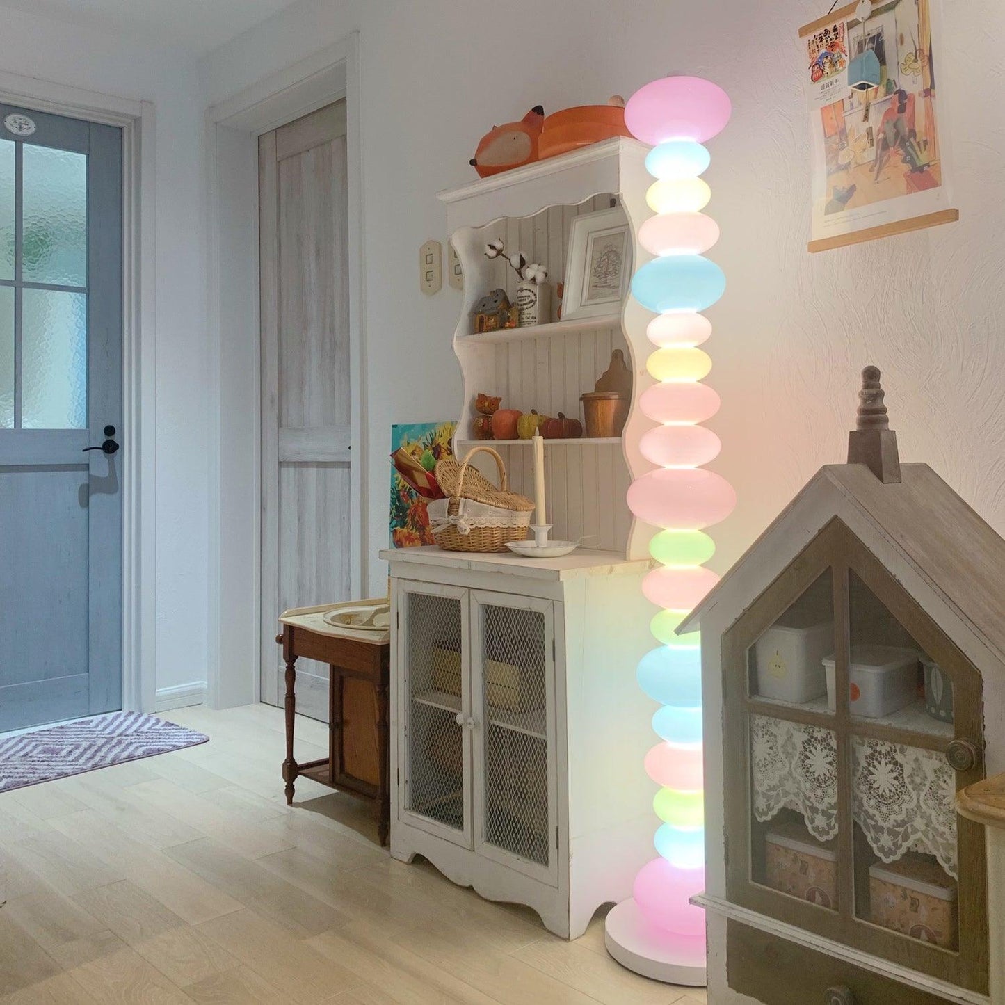 Candy Floor Lamp with Multicolor Glass and LED Light