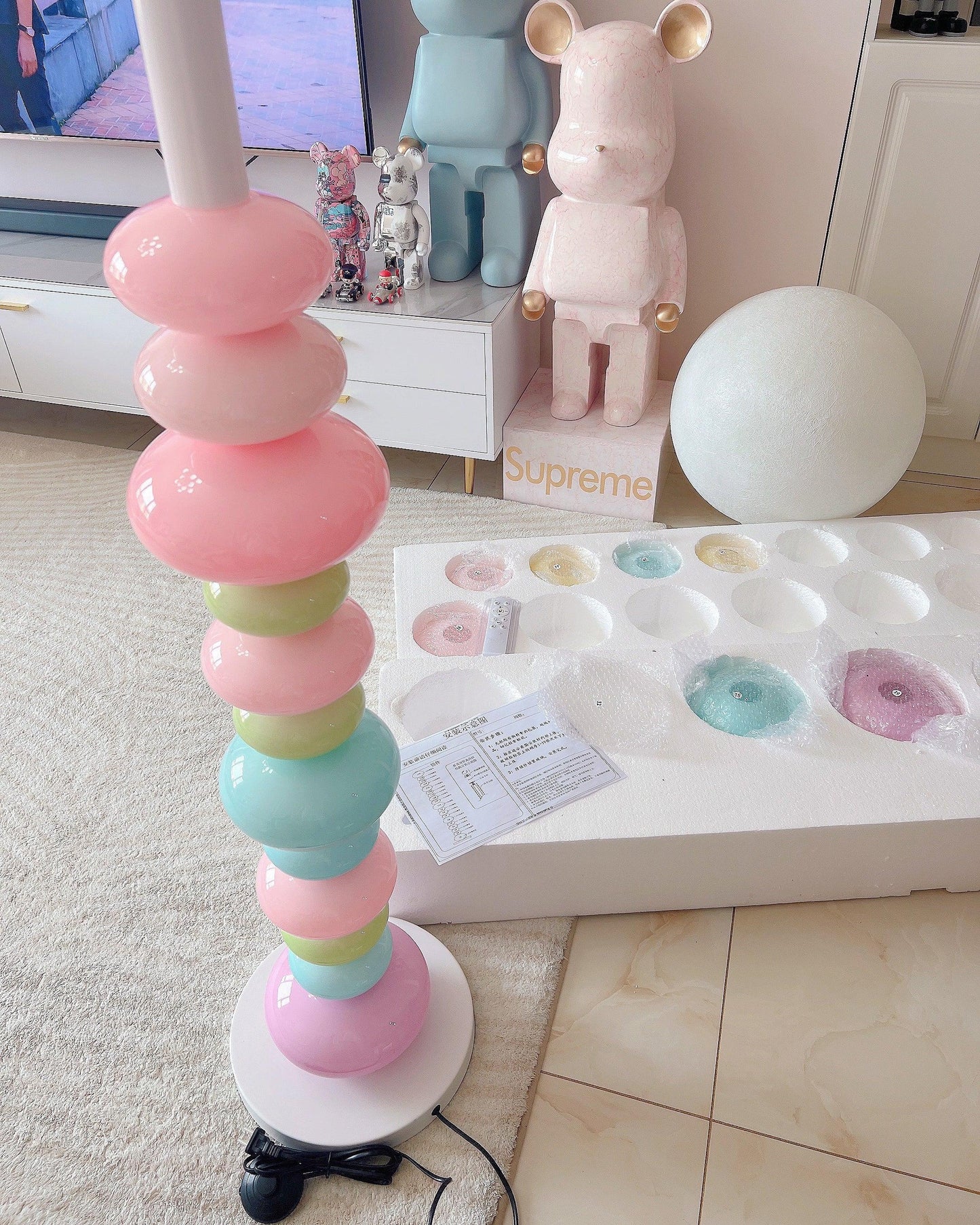 Candy Floor Lamp with Multicolor Glass and LED Light