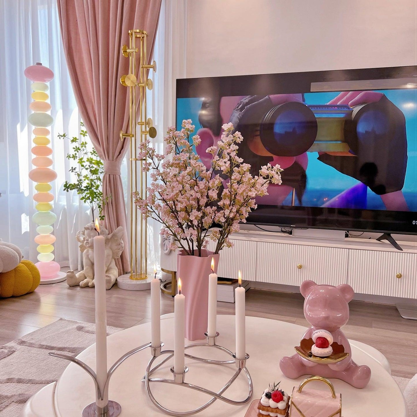 Candy Floor Lamp with Multicolor Glass and LED Light