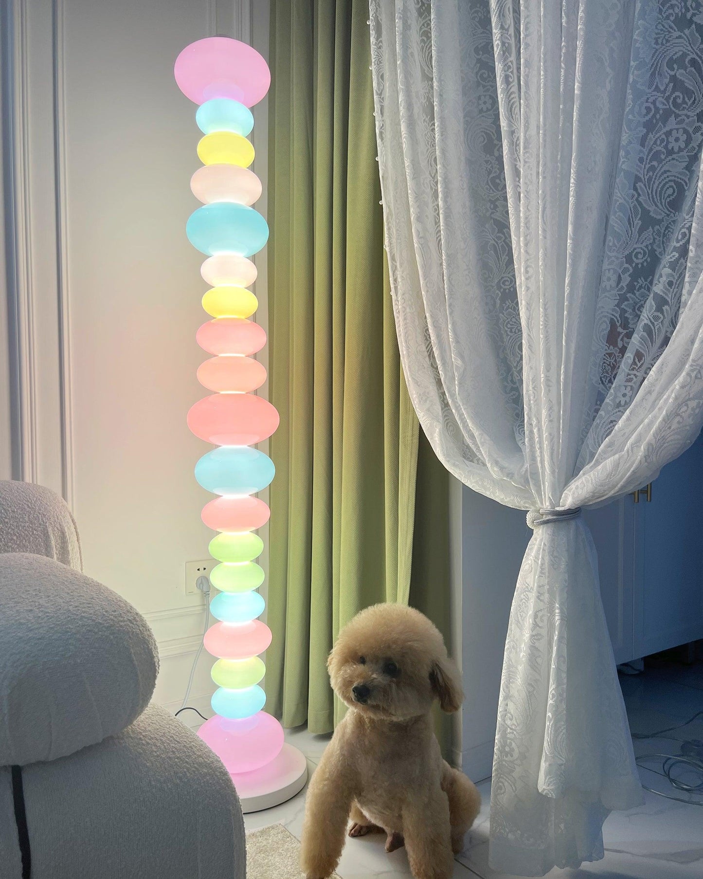 Candy Floor Lamp with Multicolor Glass and LED Light