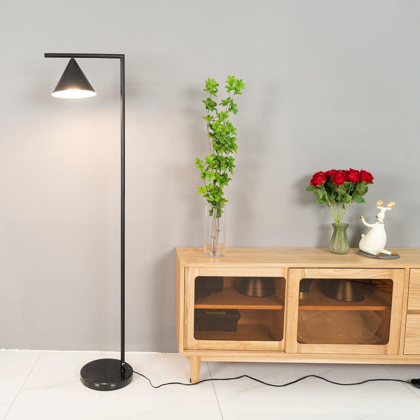 Captain Flint Floor Lamp with Marble Base and LED Light
