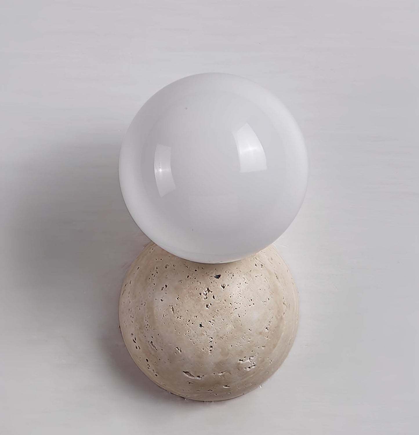 Celestial Travertine Wall Sconce with LED Glass Globe