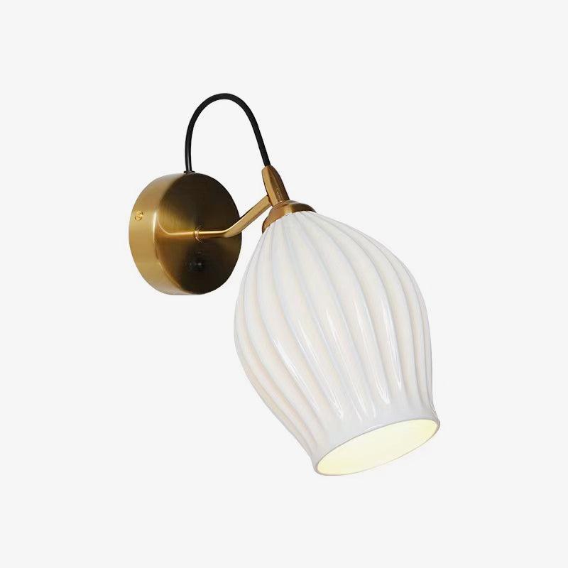 Ceramic Ribbed Wall Light - Handmade Bone China Shade
