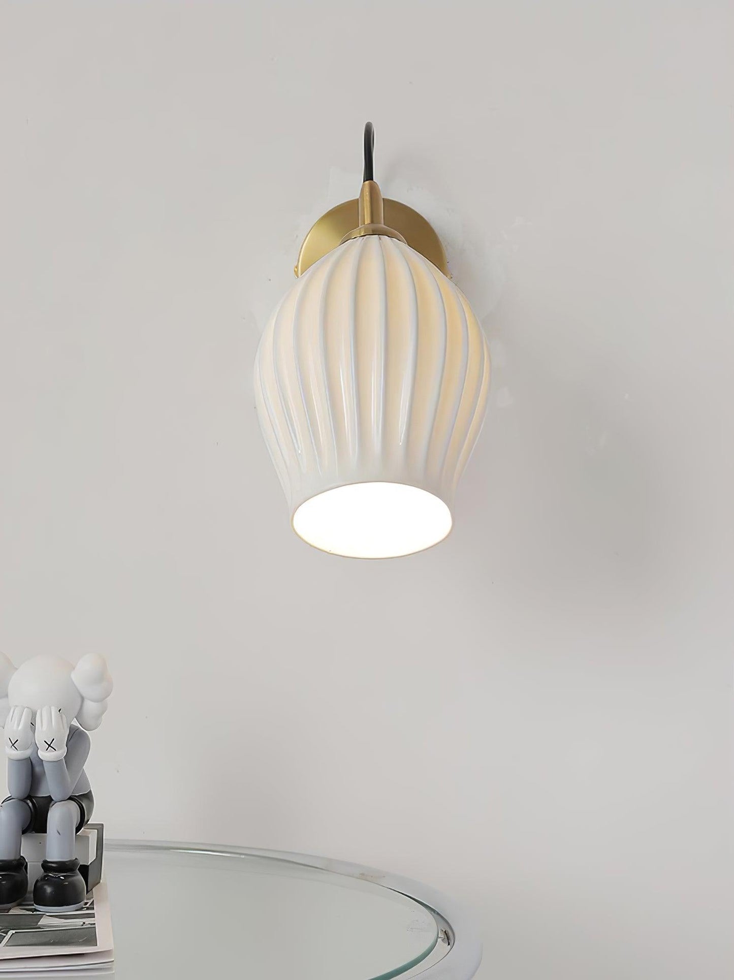 Ceramic Ribbed Wall Light - Handmade Bone China Shade