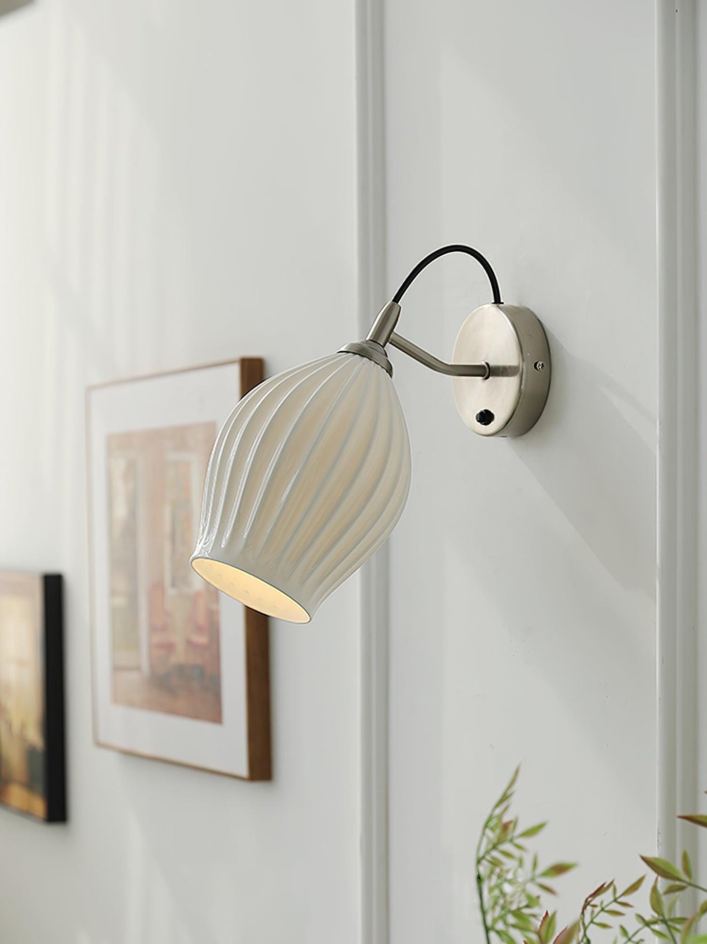 Ceramic Ribbed Wall Light - Handmade Bone China Shade