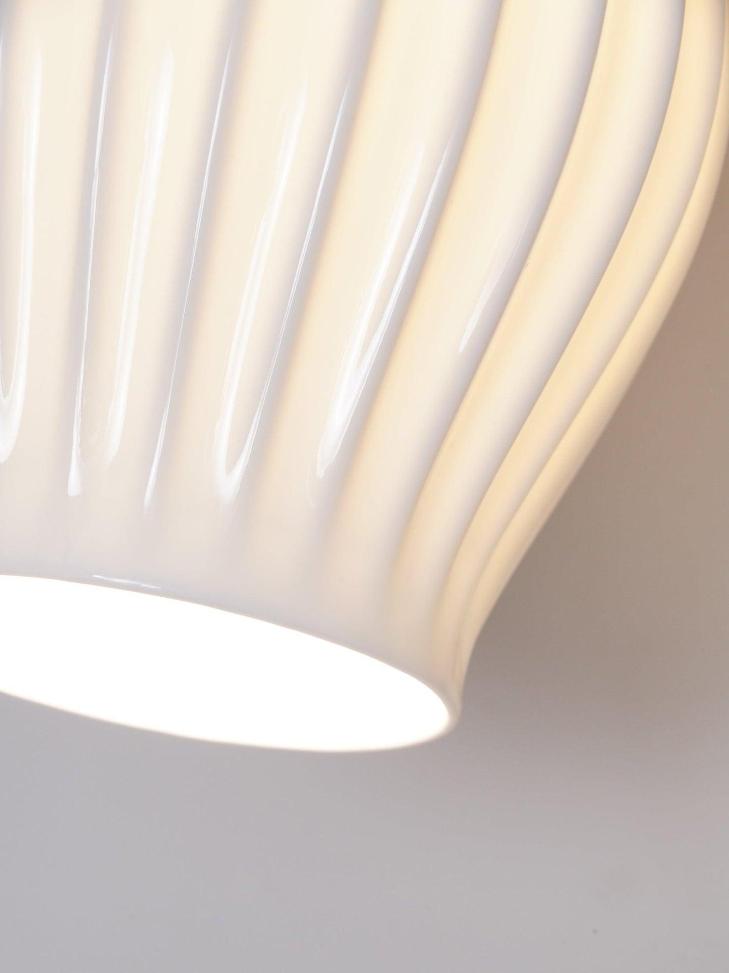 Ceramic Ribbed Wall Light - Handmade Bone China Shade