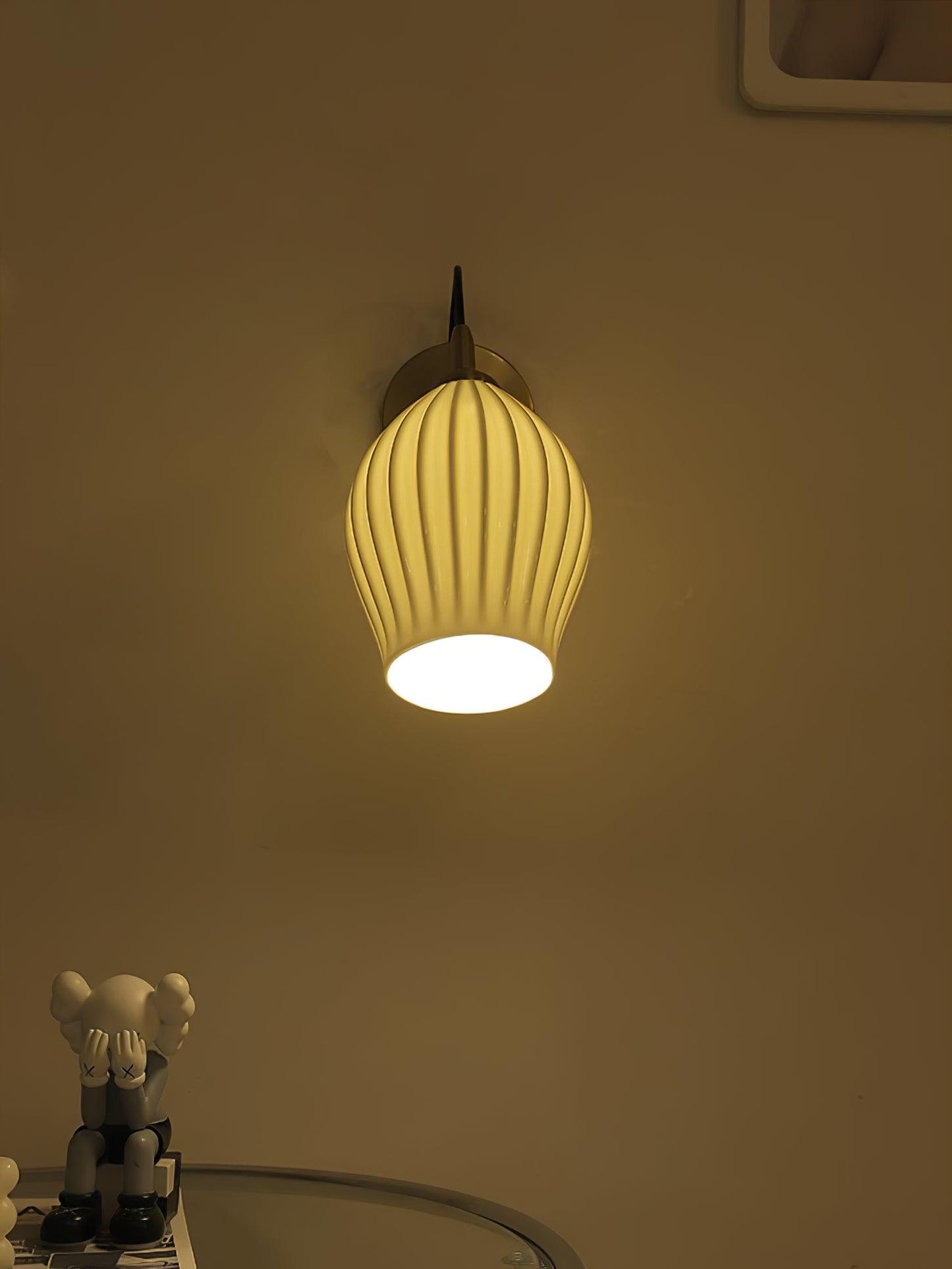 Ceramic Ribbed Wall Light - Handmade Bone China Shade