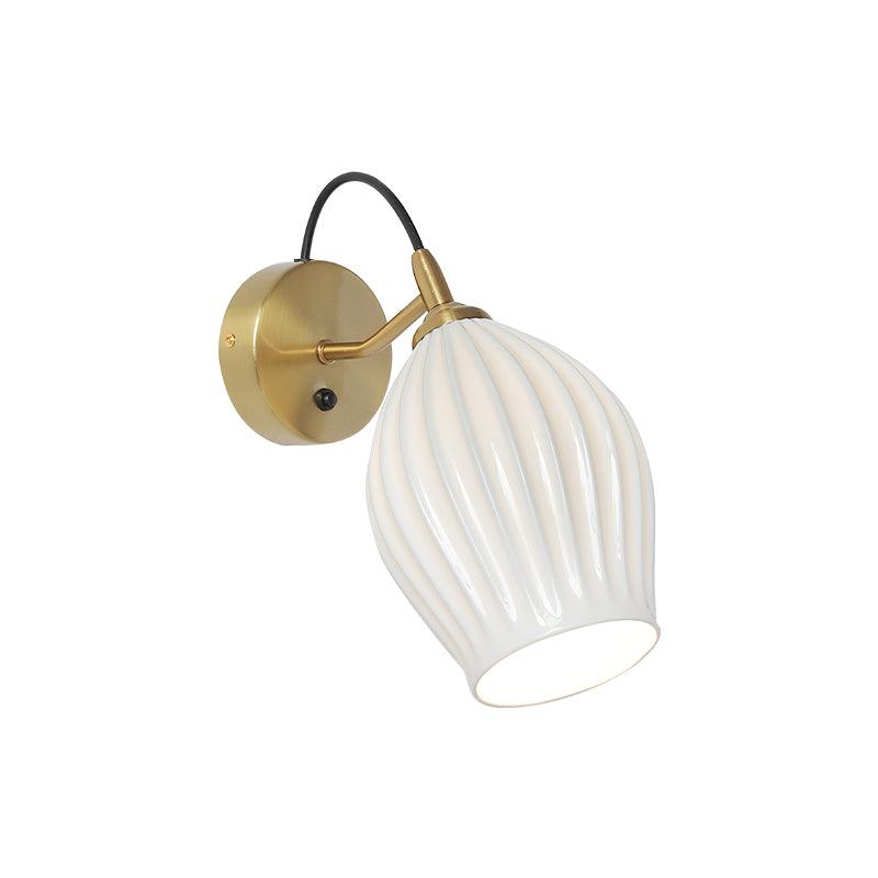 Ceramic Ribbed Wall Light - Handmade Bone China Shade