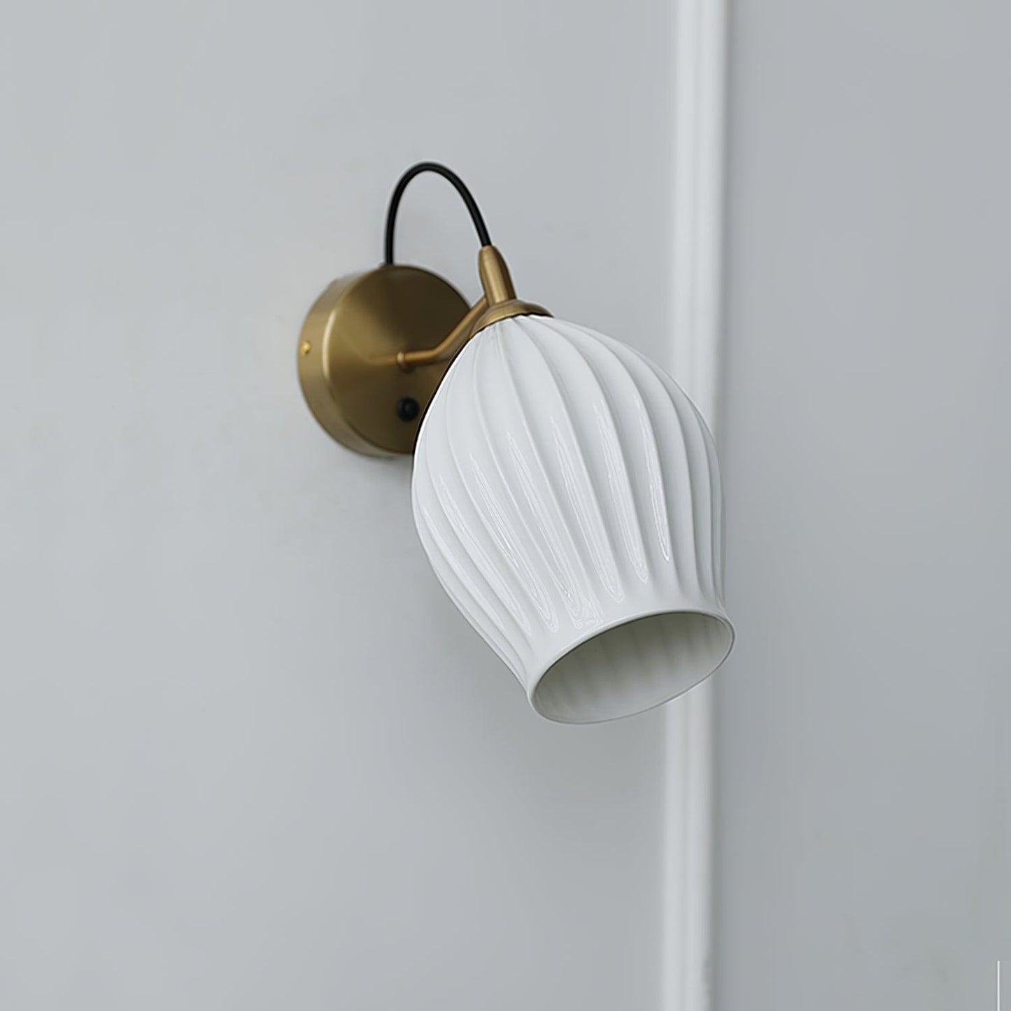 Ceramic Ribbed Wall Light - Handmade Bone China Shade