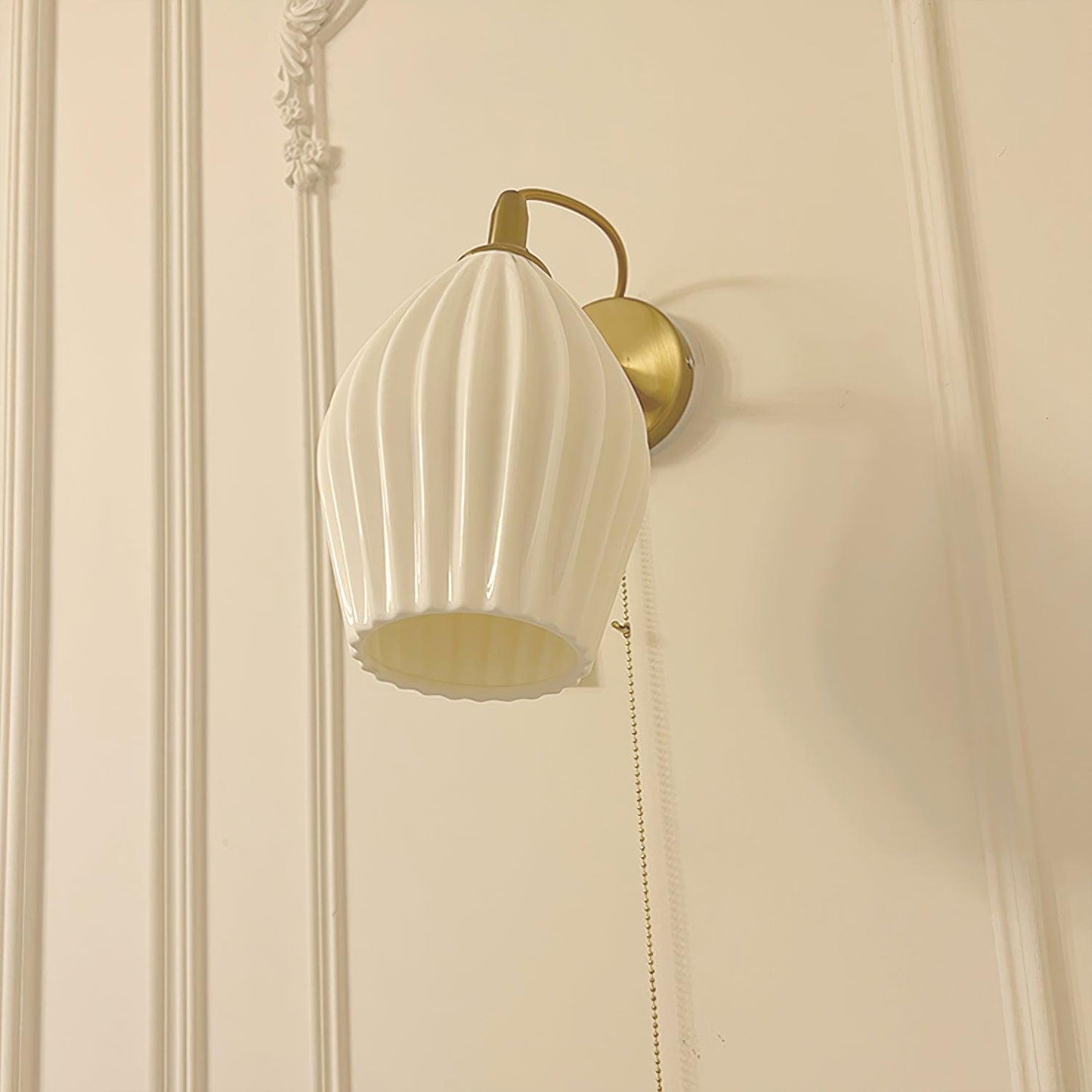 Ceramic Ribbed Wall Light - Handmade Bone China Shade