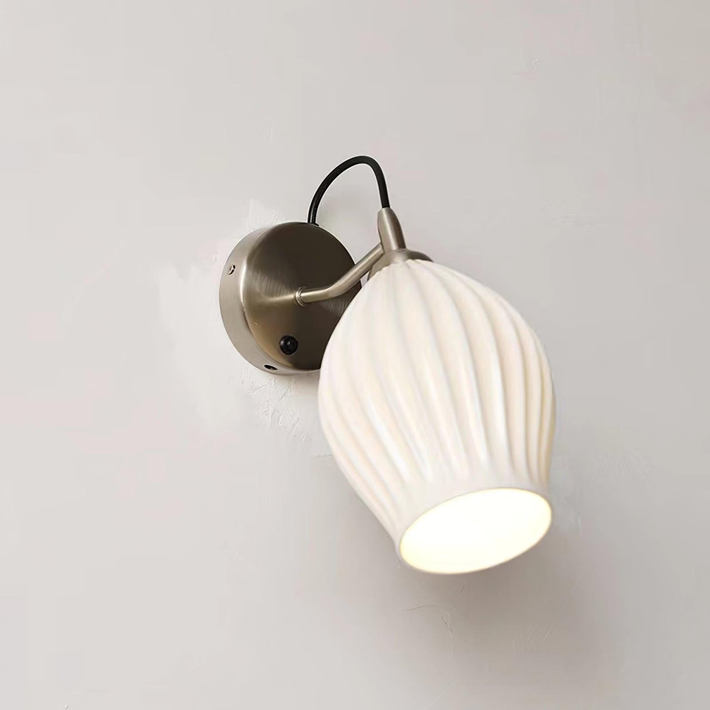 Ceramic Ribbed Wall Light - Handmade Bone China Shade
