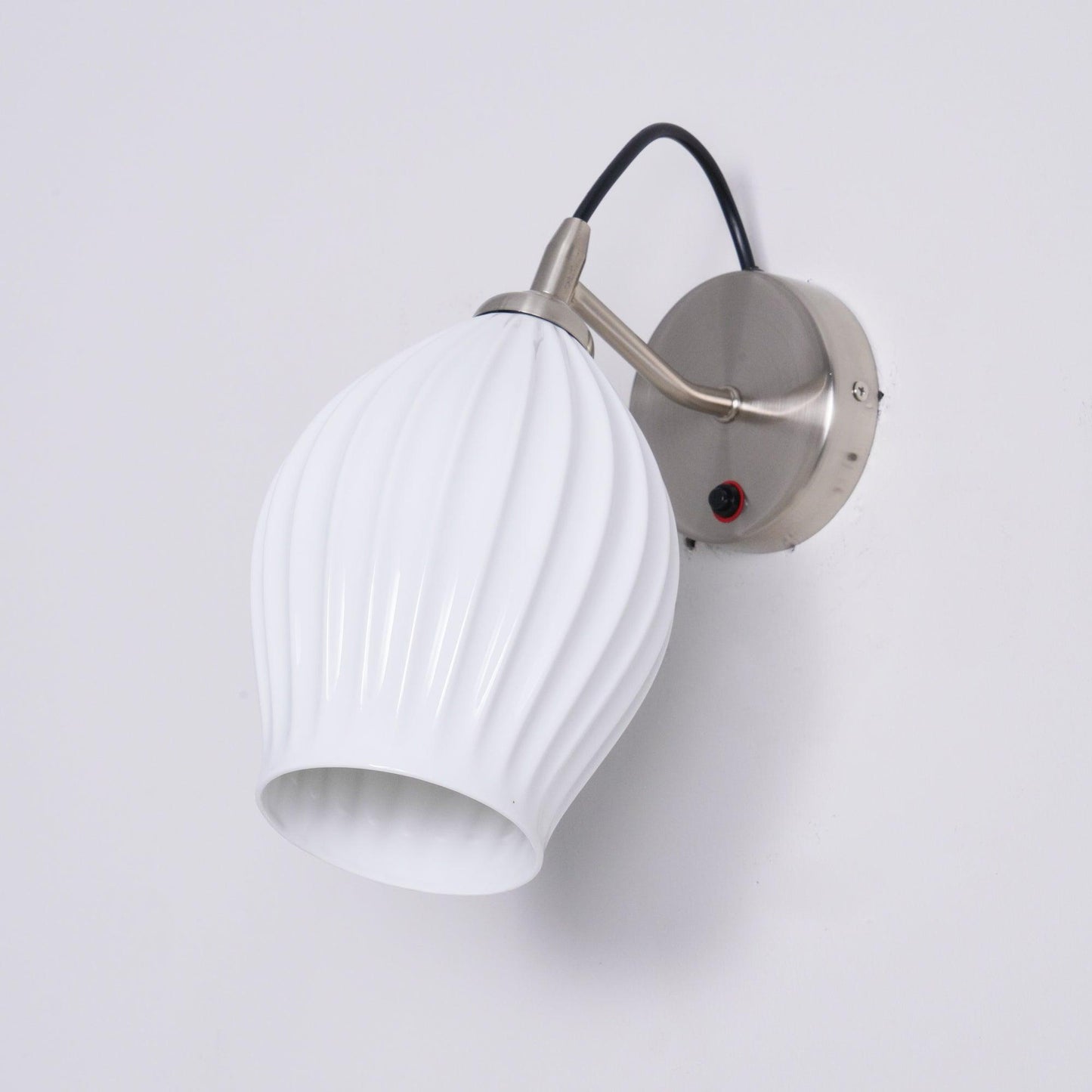 Ceramic Ribbed Wall Light - Handmade Bone China Shade