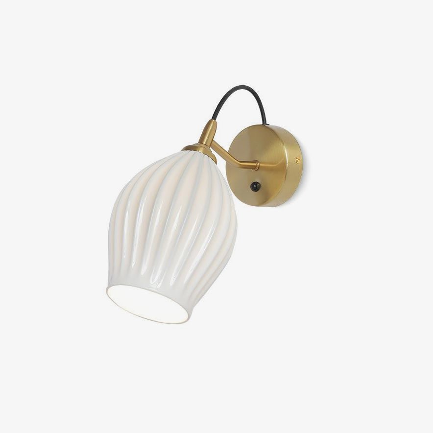 Ceramic Ribbed Wall Light - Handmade Bone China Shade