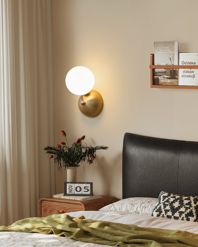 Ceres Wall Lamp Gold LED Indoor Light with Glass Shade