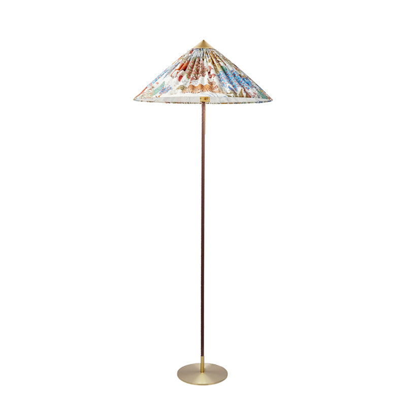 Tynell Floor Lamp with Rattan Shade and LED Bulb