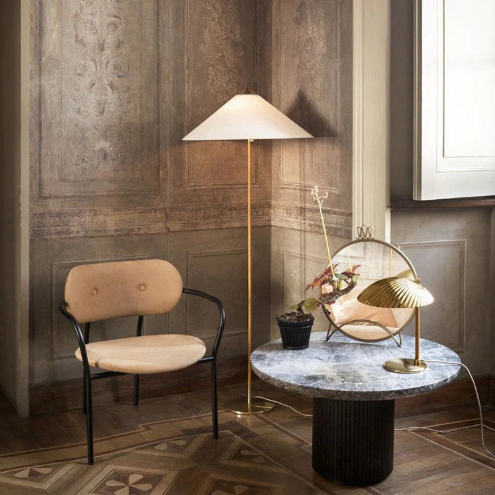 Tynell Floor Lamp with Rattan Shade and LED Bulb