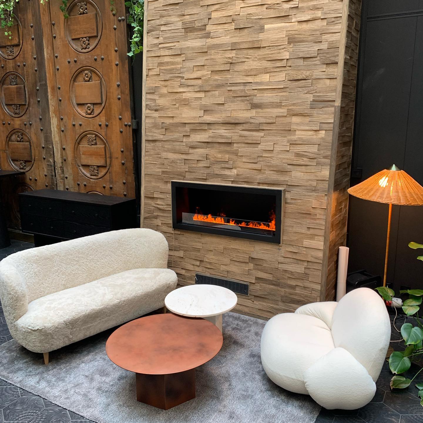Tynell Floor Lamp with Rattan Shade and LED Bulb
