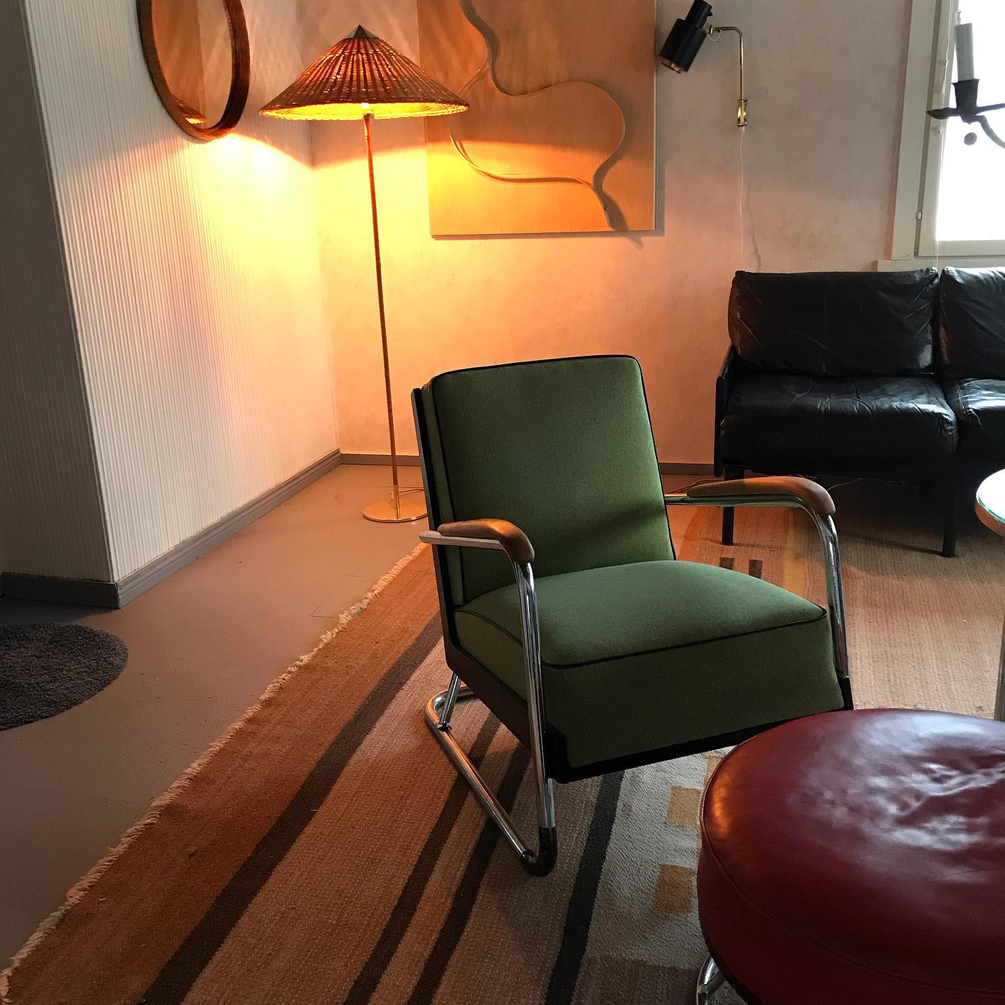Tynell Floor Lamp with Rattan Shade and LED Bulb