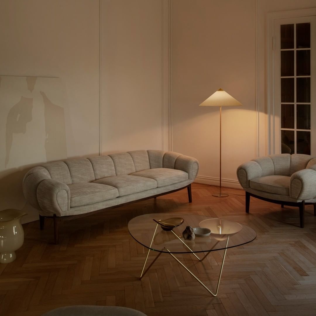 Tynell Floor Lamp with Rattan Shade and LED Bulb