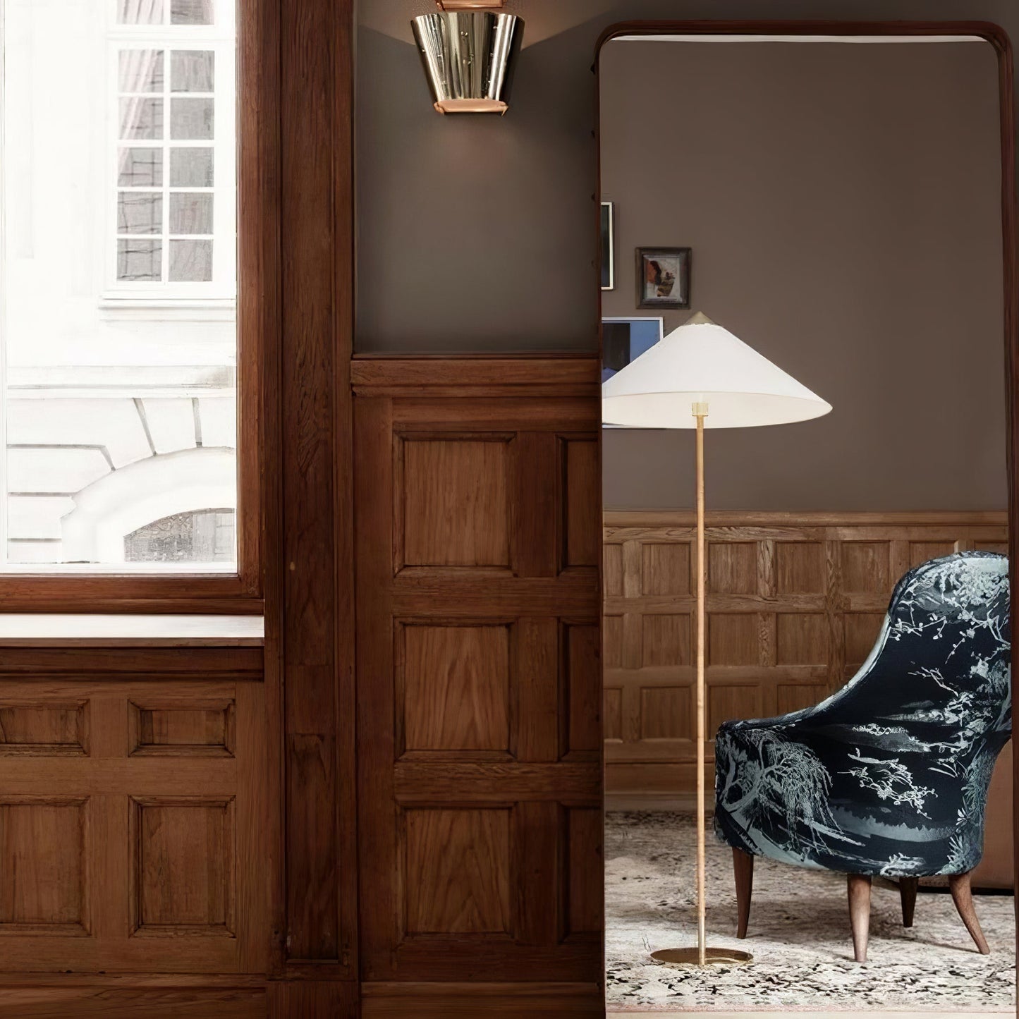 Tynell Floor Lamp with Rattan Shade and LED Bulb