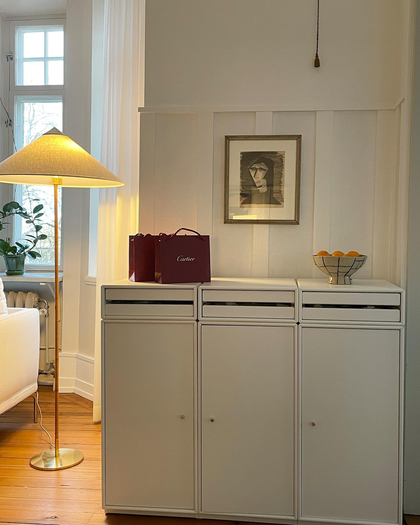 Tynell Floor Lamp with Rattan Shade and LED Bulb