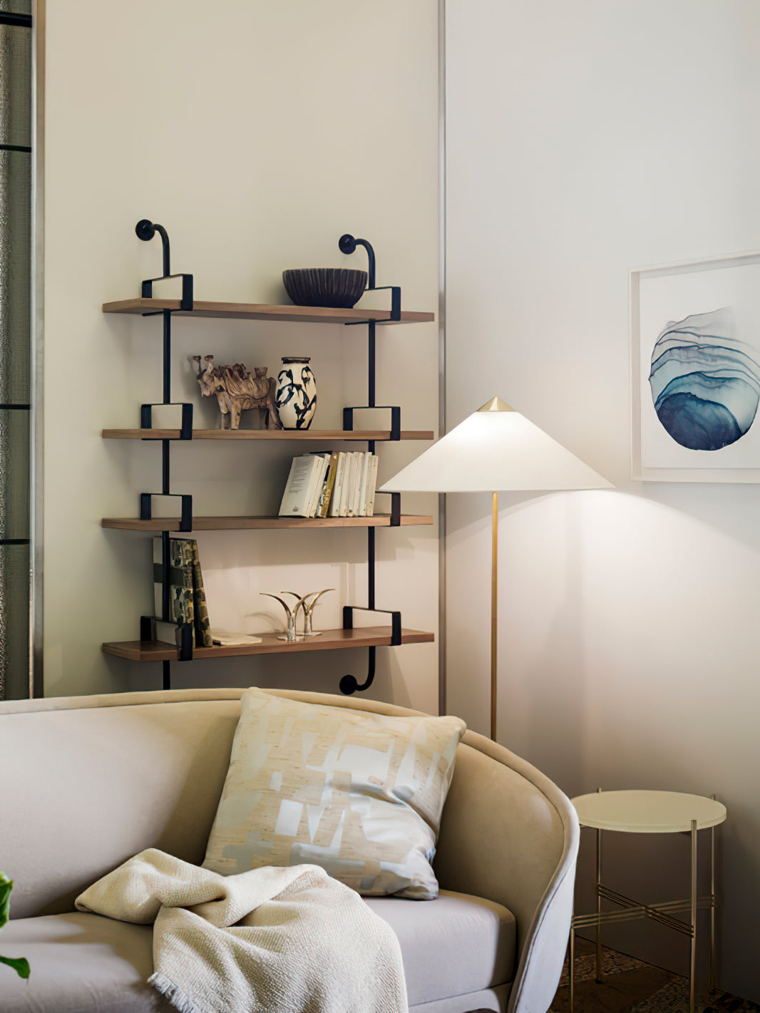 Tynell Floor Lamp with Rattan Shade and LED Bulb
