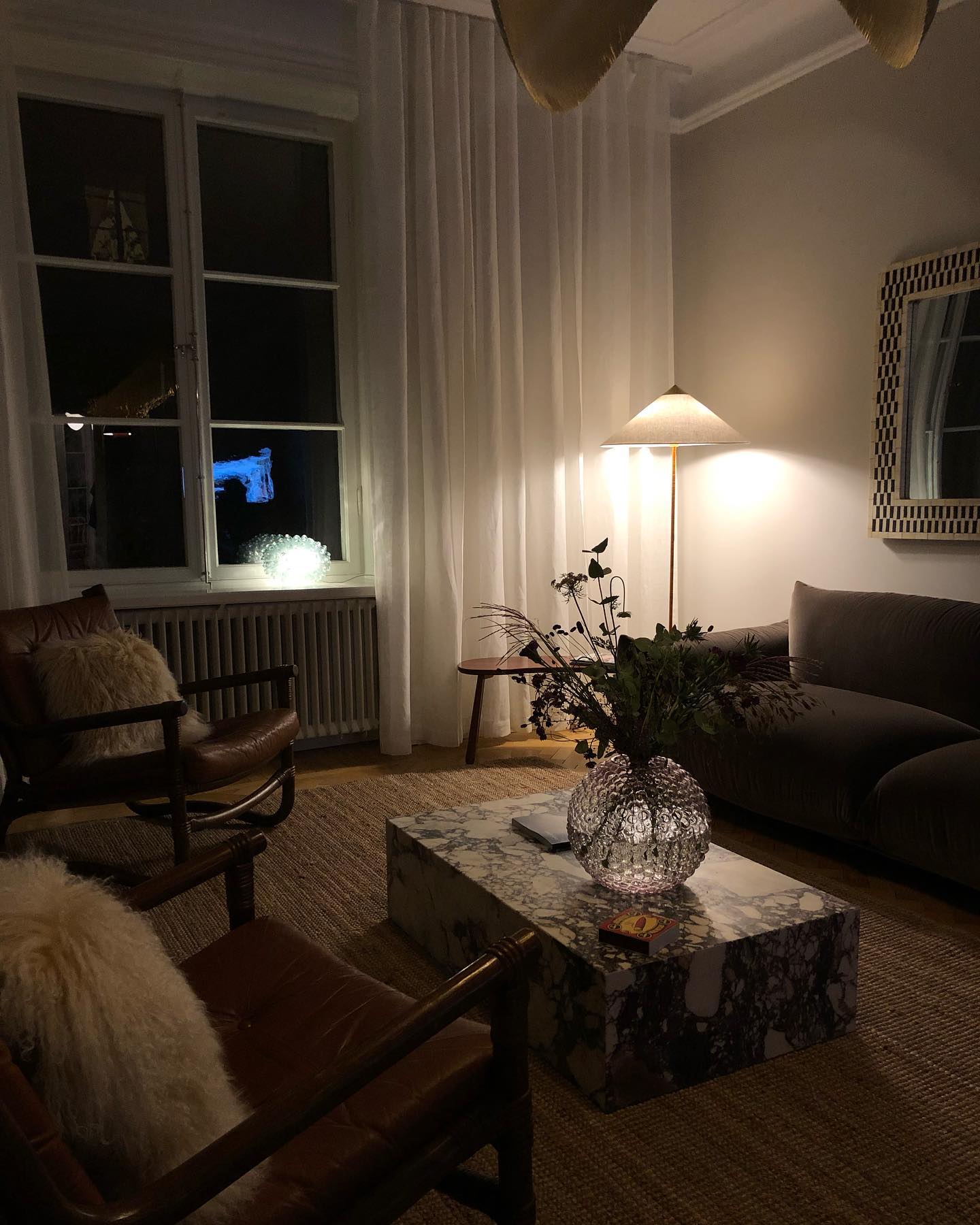 Tynell Floor Lamp with Rattan Shade and LED Bulb