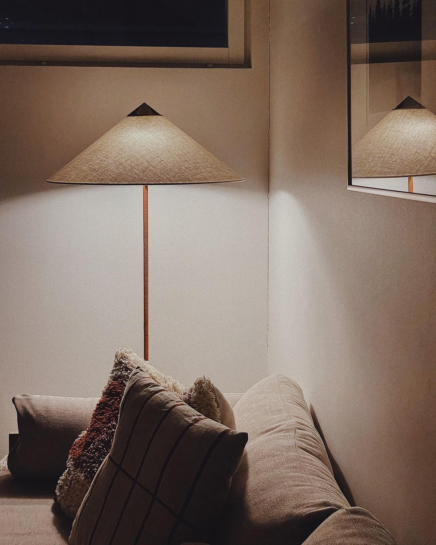 Tynell Floor Lamp with Rattan Shade and LED Bulb