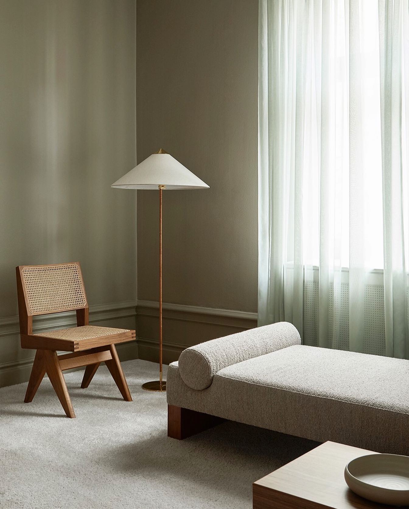 Tynell Floor Lamp with Rattan Shade and LED Bulb