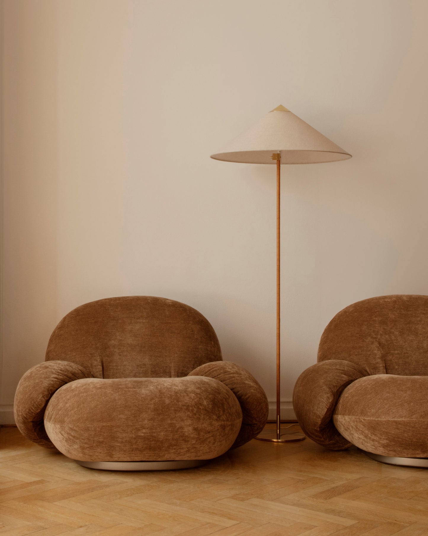 Tynell Floor Lamp with Rattan Shade and LED Bulb