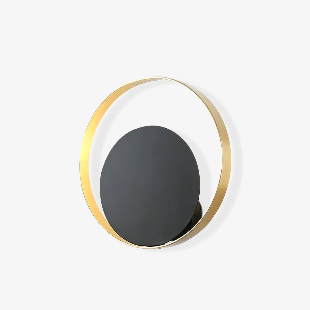 Circle Wall Lamp Set of 2 LED Brass and Black Finish