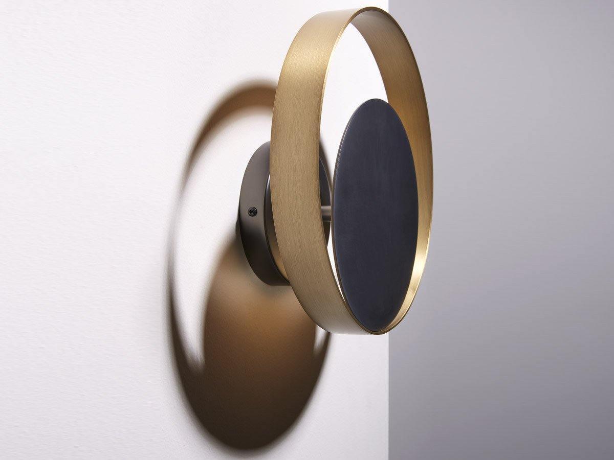 Circle Wall Lamp Set of 2 LED Brass and Black Finish