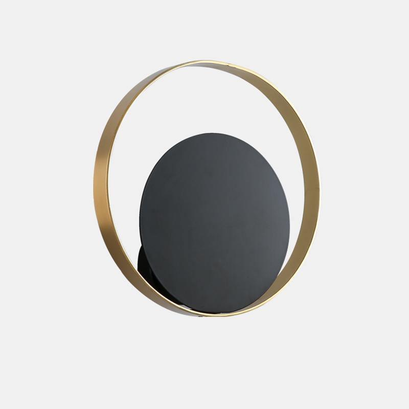 Circle Wall Lamp Set of 2 LED Brass and Black Finish